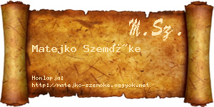 Matejko Szemőke névjegykártya